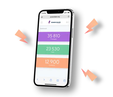 Triple line predictive dialer interface showing simultaneous outbound calls on a sales dashboard